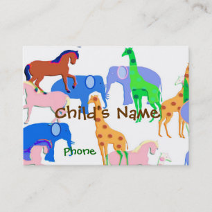 Presentación Tarjeta de visita de los niños de los animales