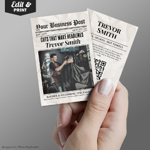 Presentación Tarjeta de visita de periódico, Barber y Grooming 