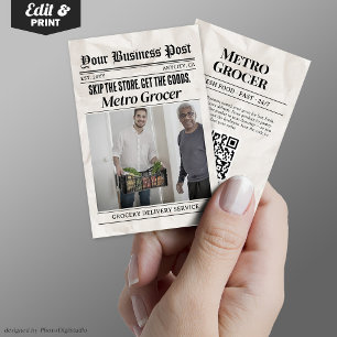 Presentación Tarjeta de visita de periódico, servicio de entreg