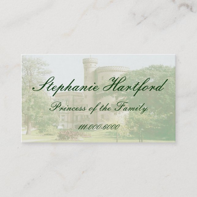 Presentación Tarjeta de visita de princesa Castle (Anverso)