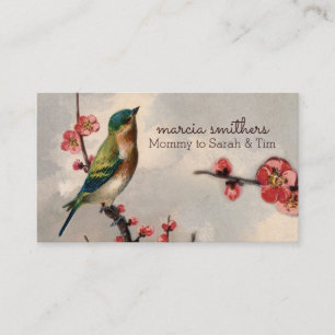Presentación tarjeta de visita floral de la mamá del pájaro d