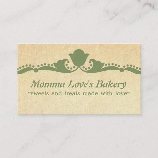 Presentación Tarjeta de visita Floral Flourish, Verde (Anverso)