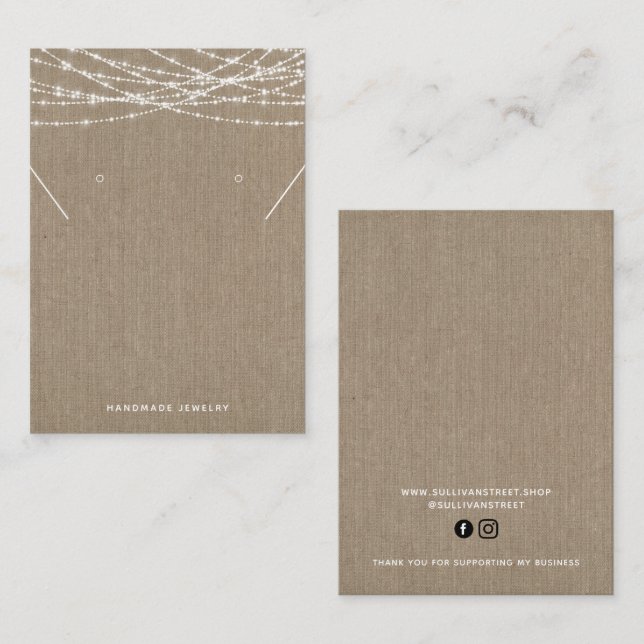 Presentación Tarjeta de visualización Burlap Lights Necklace Ea (Anverso / Reverso)