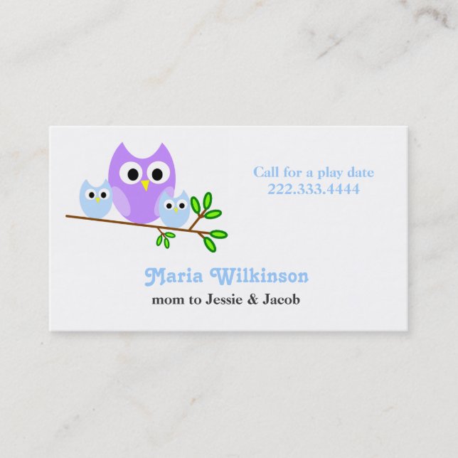 Presentación Tarjeta linda de la mamá de los búhos (Anverso)