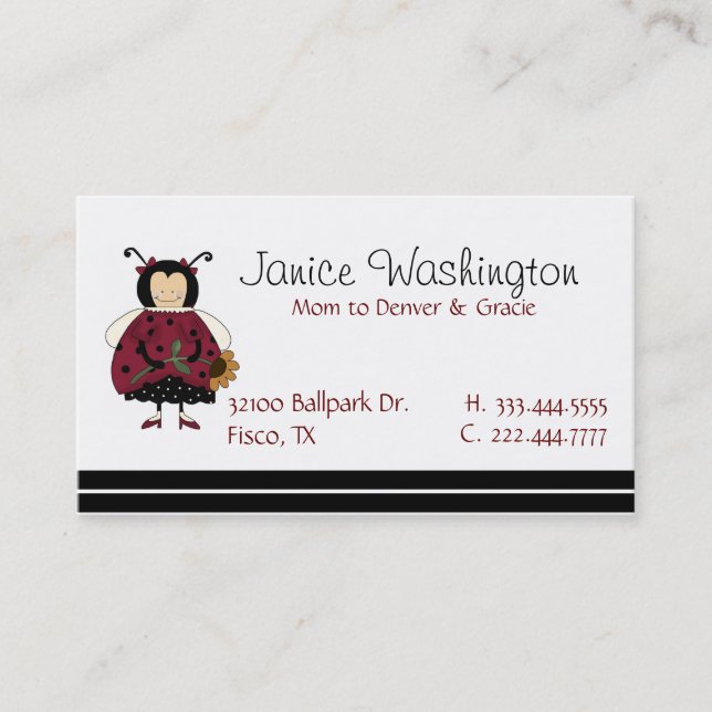 Presentación Tarjeta linda de la mamá del chica de la mariquita (Anverso)