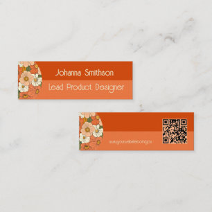 Presentación Tarjeta retro Naranja Groove Floral Mini de llamad