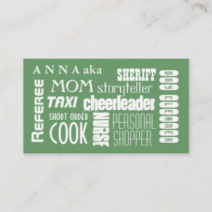 Presentación Verde moderno de la tarjeta de visita de la mamá