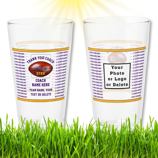 Presentaciones de entrenador de fútbol, 64 jugador (Football Coach Gift Ideas, Personalized with up to 64 players names. Football Glass. Football coach.)