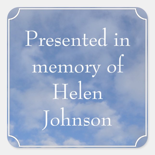 Presentado en memoria del Pegatina cuadrado de pla (Anverso)