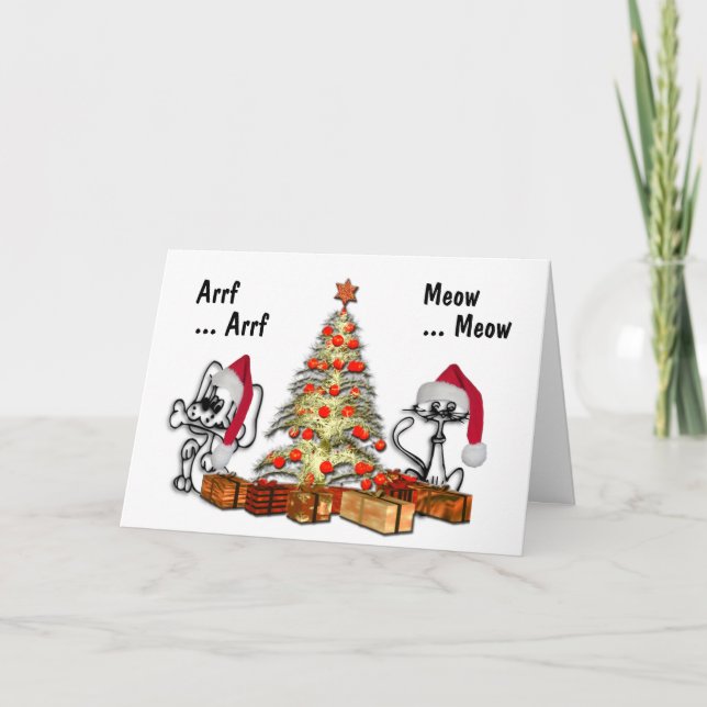 Presentado por tarjeta de Navidades de gatos y per (Anverso)