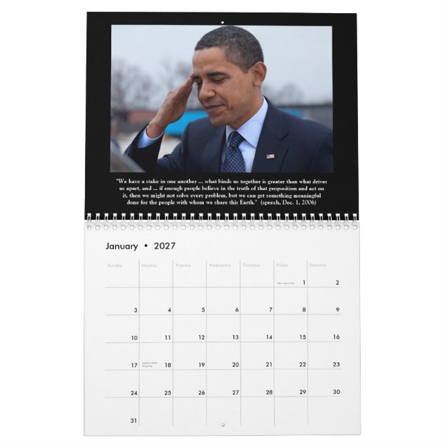 Presidente Barack Obama cita el calendario 2013 (Jan 2027)