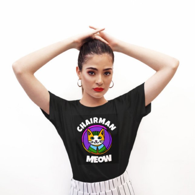 PRESIDENTE MEOW graciosas camisetas Cat con negro (Subido por el creador)