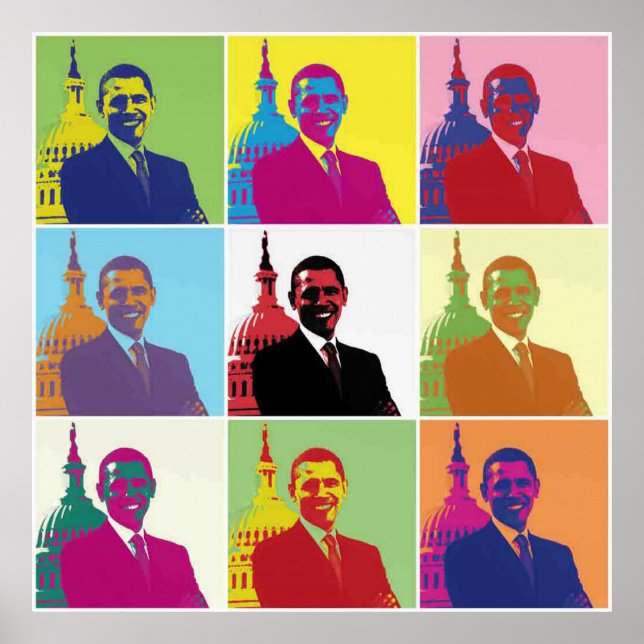 Presidente Obama Retro Político del Arte Pop (Frente)