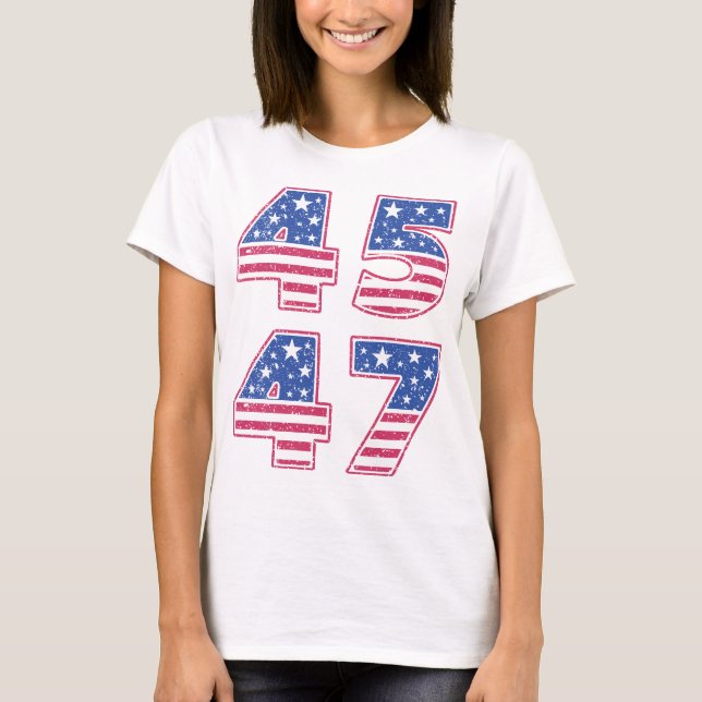 Presidente Trump 45 47 Camiseta azul blanco rojo (Anverso)