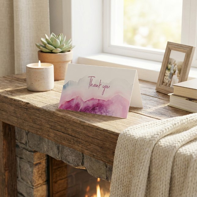 Presionar efecto de piedra de lujo tarjeta de agra (Pink luxury stone effect thank you card.)