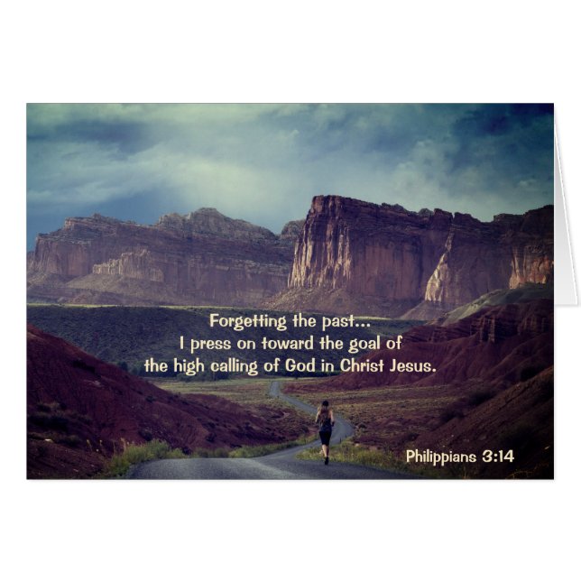 Presiono hacia el objetivo Philippians 3:14 Card (Anverso (Horizontal))