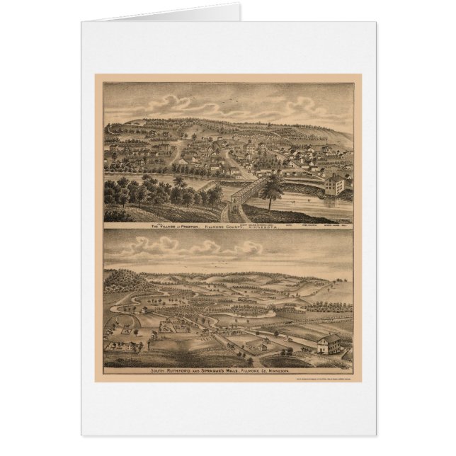 Preston, mapa panorámico del manganeso - 1874 (Frente)