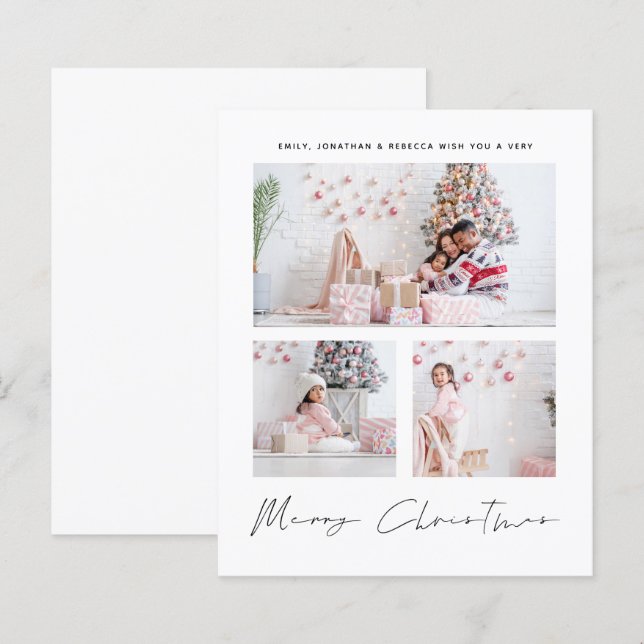 PRESUPUESTO 3 Fotos Familia Feliz Tarjeta de Navid (Anverso / Reverso)