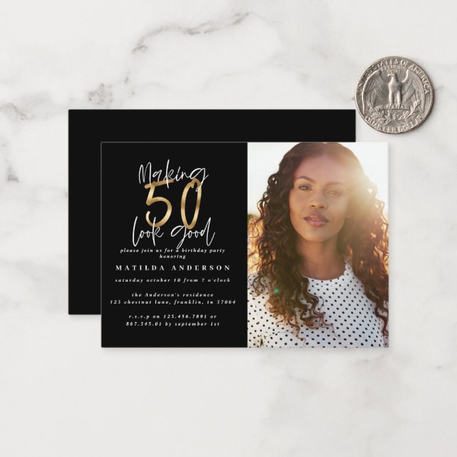 presupuesto 50.ª buena invitación de cumpleaños de (Anverso/Reverso In Situ)