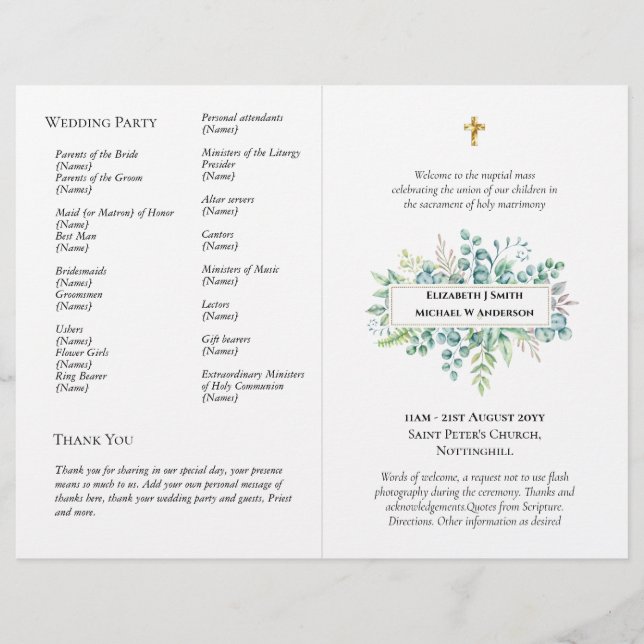 PRESUPUESTO Boda católico Programa Masa Nupcial GR (Frente)