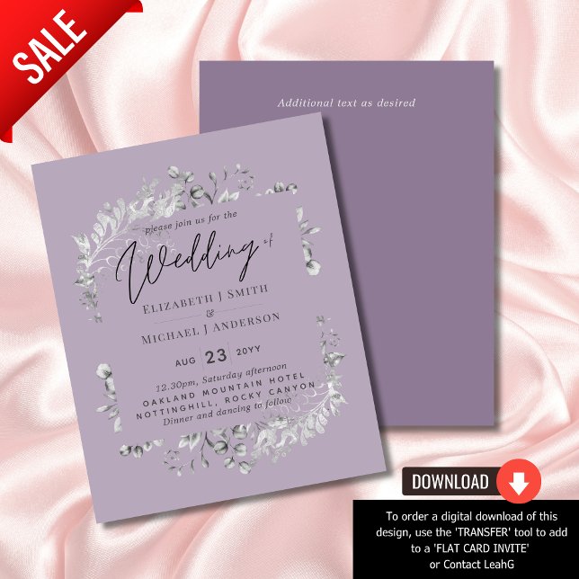 Presupuesto Boda de hoja botánica Silver Mauve Pur (Subido por el creador)