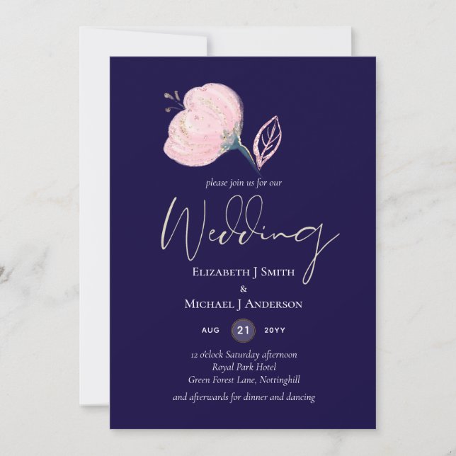 Presupuesto Boda de oro rosa rosa azul de la Marin (Anverso)