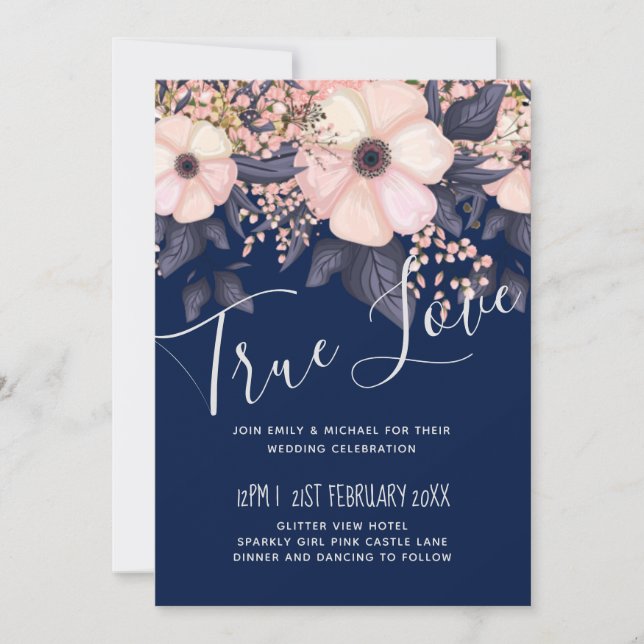 Presupuesto Boda moderno rosa azul de la Marina (Anverso)