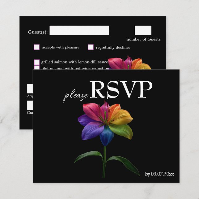 🌈 Presupuesto con RSVP de menú Technicolor Love  (Anverso / Reverso)