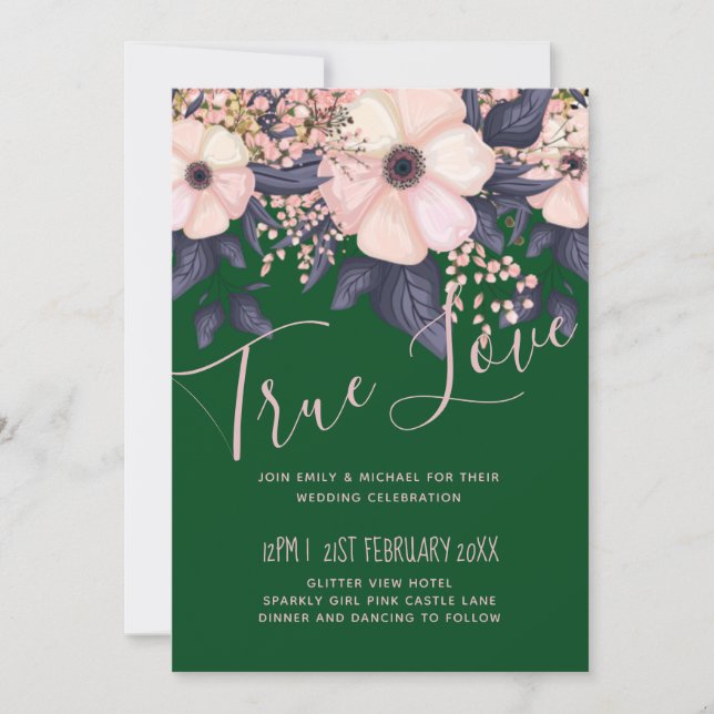 Presupuesto de Boda floral rosa verde (Anverso)