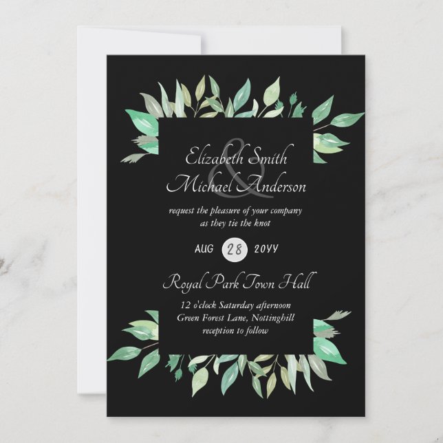 Presupuesto de invitación a bodas de ecología mode (Anverso)