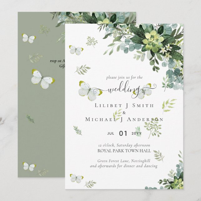 Presupuesto de invitaciones a bodas de follaje de  (Anverso / Reverso)