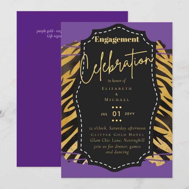 PRESUPUESTO DE invitaciones del partido Glitzy Gla (Anverso / Reverso)