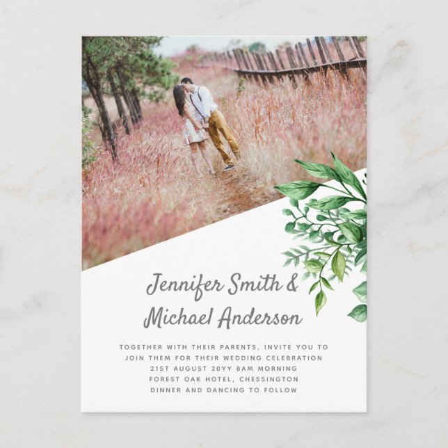 Presupuesto de la invitación a la boda botánica de (Anverso)