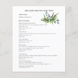 Presupuesto de la plantilla de menú Eucalyptus de