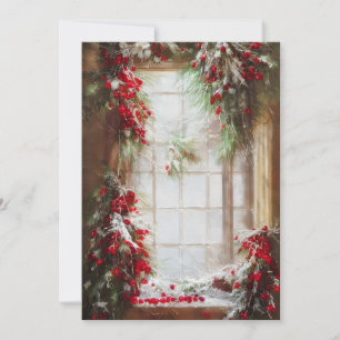 Presupuesto de ventana de abeto y bayas Navidad
