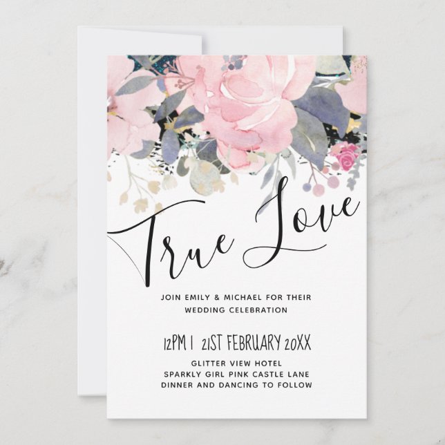 Presupuesto del Boda floral azul turbio y rosado d (Anverso)