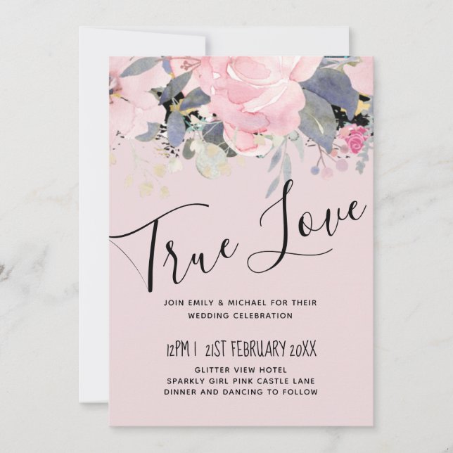 Presupuesto del Boda floral azul turbio y rosado d (Anverso)