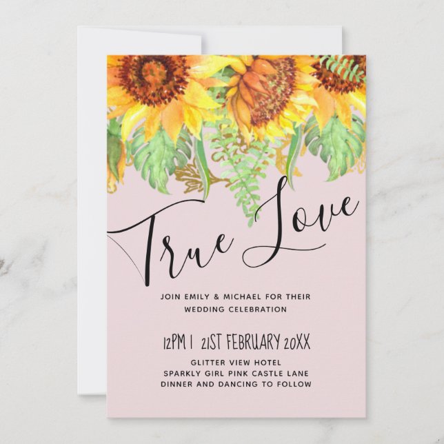 Presupuesto del Boda Rubor Pink con girasoles (Anverso)