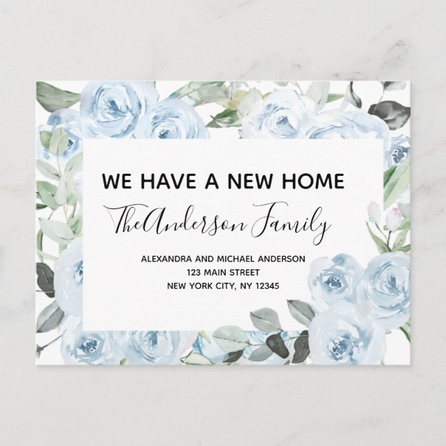 Presupuesto Dusty Blue Floral Movedor Invitación P (Anverso)