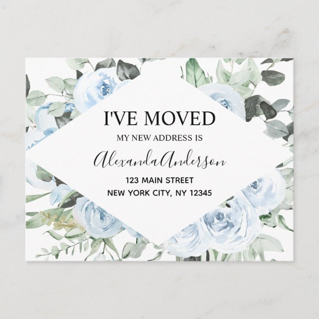 Presupuesto Dusty Blue Floral Movedor Invitación P (Anverso)