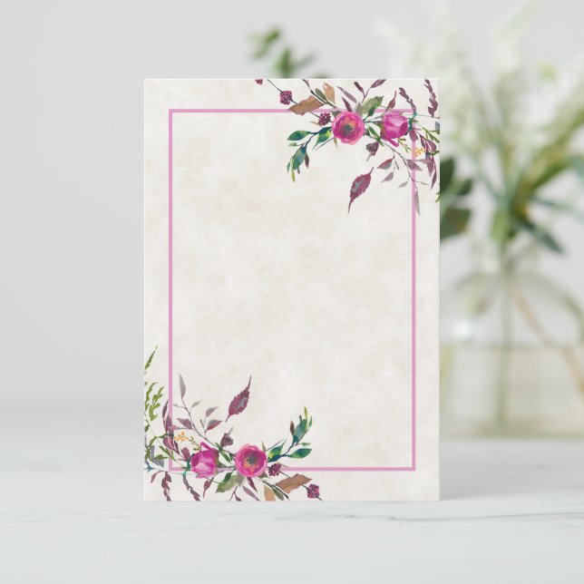 Presupuesto en blanco Invitación a una boda floral (Anverso de pie)
