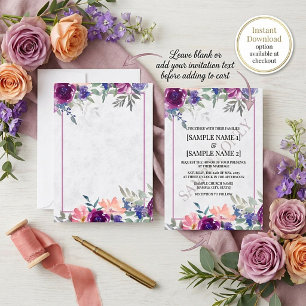 Presupuesto en blanco Invitación de boda floral pú