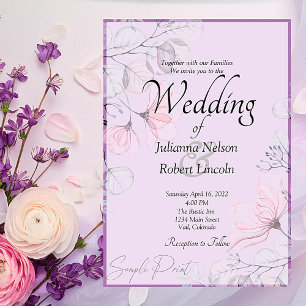 Presupuesto en blanco Invitación de boda floral pú