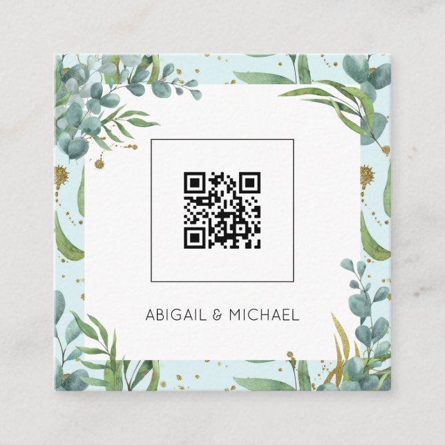 Presupuesto Eucalyptus Código QR Invitación a Boda (Anverso)