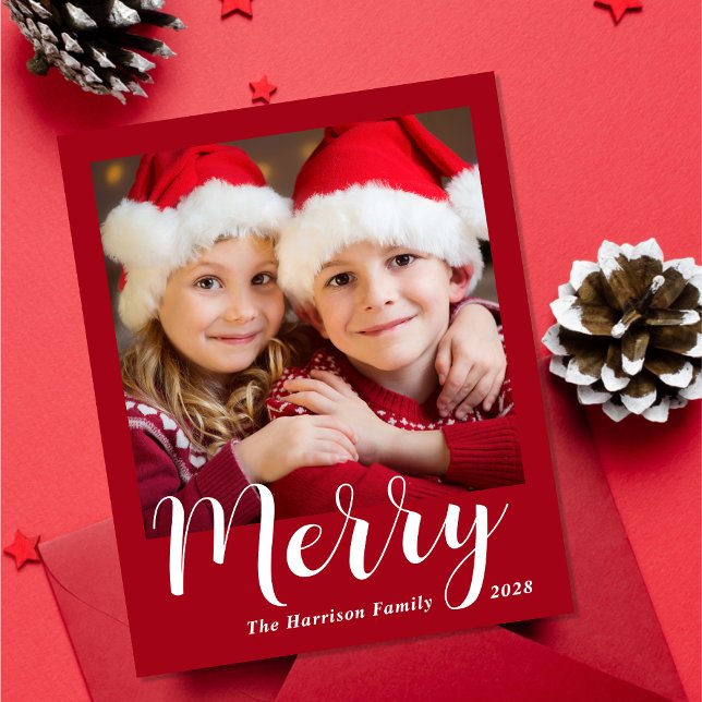 Presupuesto Feliz Navidad 4 Foto Tarjeta de vacaci (Share the love and warmth of the holiday season with this personalized photo Christmas card)