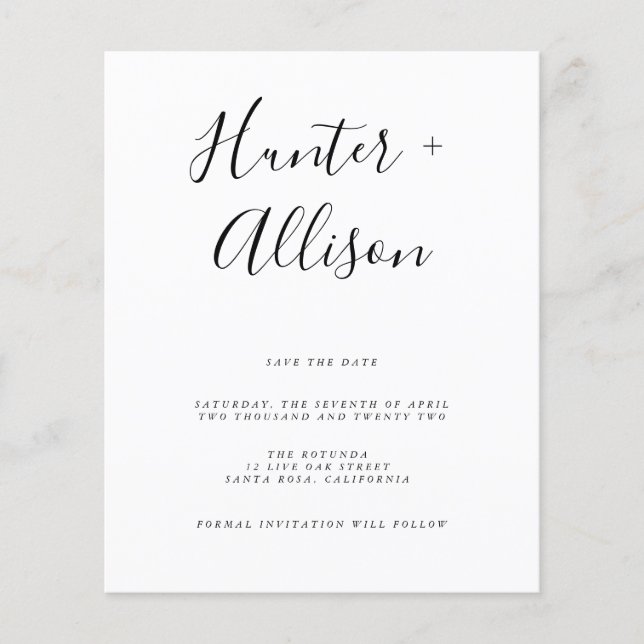 Presupuesto Guardar el volante de fechas (Frente)