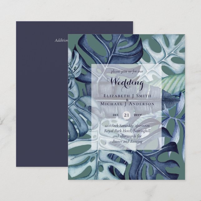 PRESUPUESTO Hojas Tropicales Invitación a la boda  (Anverso / Reverso)