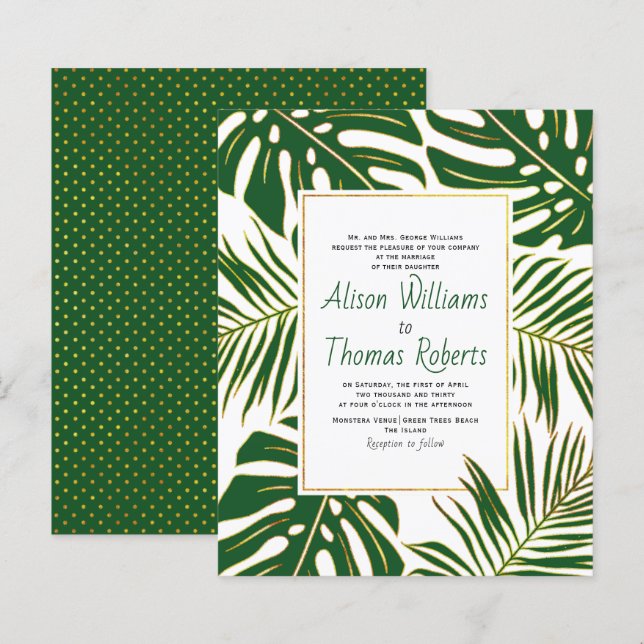 PRESUPUESTO hojas verdes tropicales invitación a l (Anverso / Reverso)