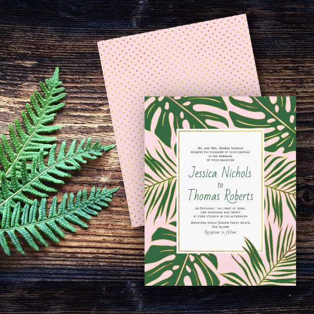 PRESUPUESTO Invitación a la boda de hojas tropical (Subido por el creador)