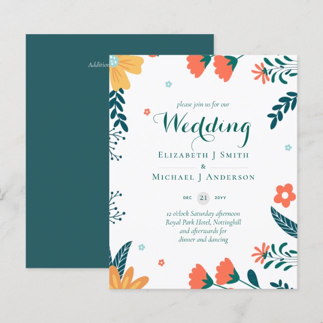 PRESUPUESTO Invitación de Boda de Hojas de Jardín  (Anverso / Reverso)